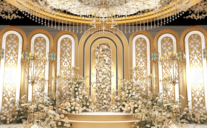 婺城香槟色调婚礼堂效果展示